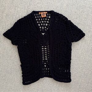 Tory Burch Navy Crochet Cardigan